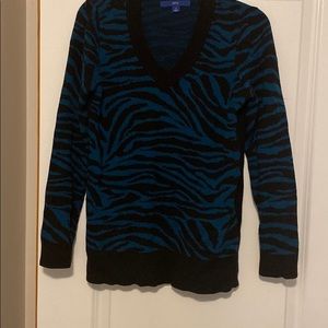 Blue and Black V Neck Jumper Sweater